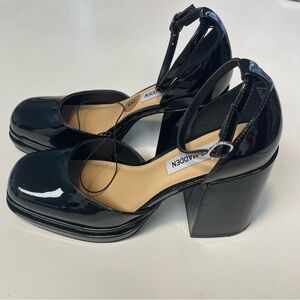 Steve Madden Black Patent Leather Block Heel Shoes